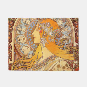 Alfonse Mucha Zodiac Art Nouveau Woman Fußmatte
