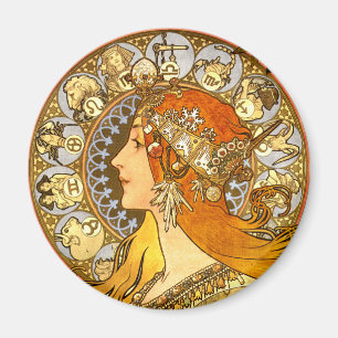 Alfonse Mucha Zodiac Art Nouveau Woman Magnet