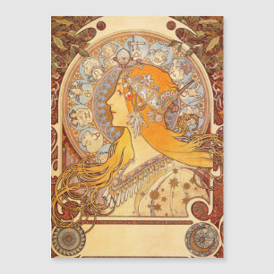 Alfonse Mucha Zodiac Art Nouveau Woman Magnetkarte
