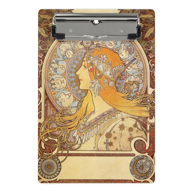 Alfonse Mucha Zodiac Art Nouveau Woman Mini Klemmbrett (Vorderseite)