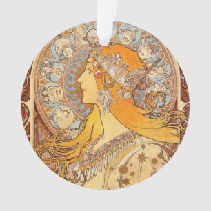 Alfonse Mucha Zodiac Art Nouveau Woman Ornament