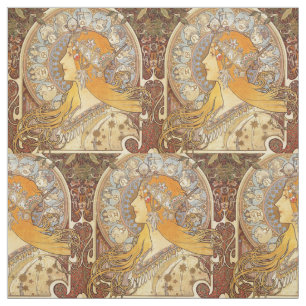 Alfonse Mucha Zodiac Art Nouveau Woman Stoff