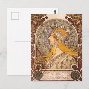 Alfonse Mucha Zodiac Woman Art Nouveau Postkarte