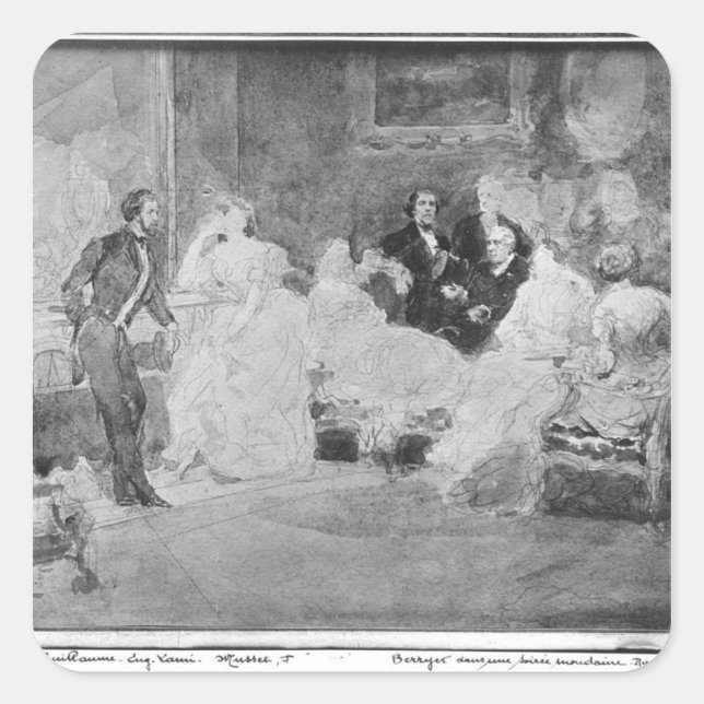 Alfred de Musset Eugene Delacroix Quadratischer Aufkleber (Vorderseite)