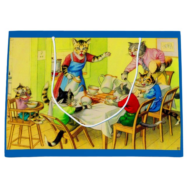 Alfred Mainzer cats Dinner Desaster print Große Geschenktüte (Vorderseite)