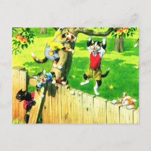 Alfred Mainzer-Katzen klettern auf einen Apfelbaum Postkarte