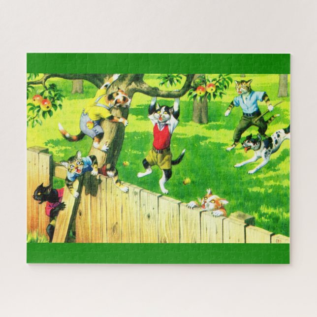 Alfred Mainzer-Katzen klettern auf einen Apfelbaum Puzzle (Horizontal)