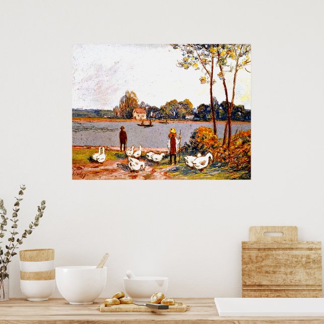 Alfred Sisley art: Am Fluss Loing, Poster (Küche)