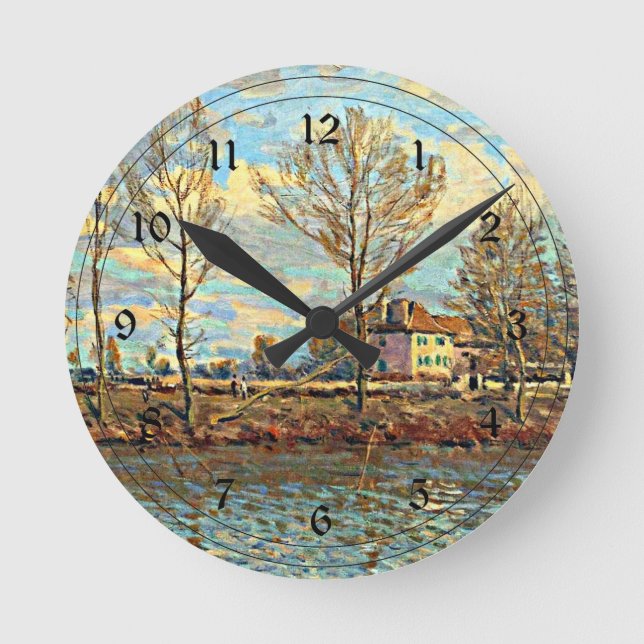 Alfred Sisley art - Grand Jatte Runde Wanduhr (Vorderseite)