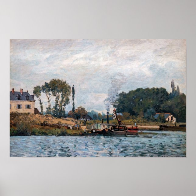 Alfred Sisley - Boote an der Schleuse Bougival Poster (Vorne)