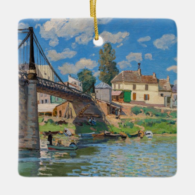 Alfred Sisley - Brücke bei Villeneuve-la-Garenne Keramikornament (Vorderseite)