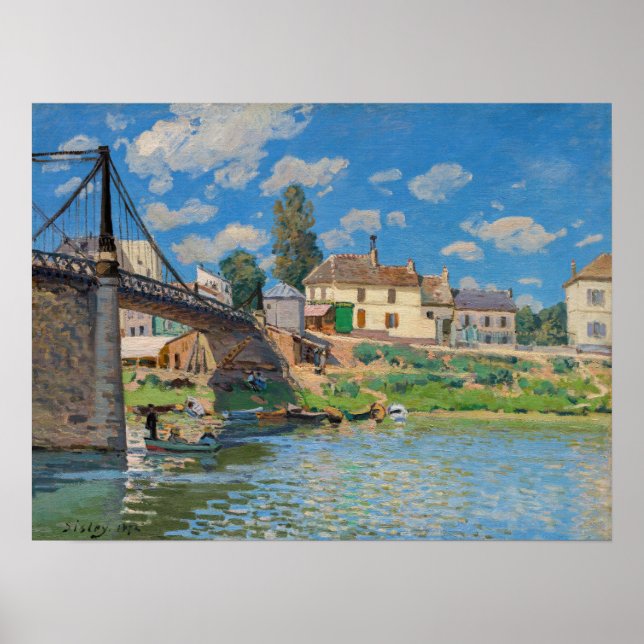 Alfred Sisley - Brücke bei Villeneuve-la-Garenne Poster (Vorne)