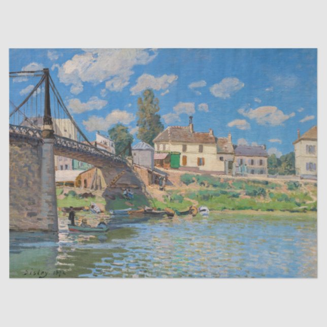 Alfred Sisley - Brücke bei Villeneuve-la-Garenne Seidenpapier (Vorderseite)