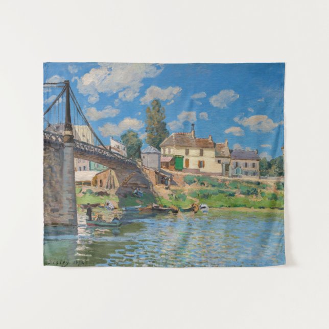 Alfred Sisley - Brücke bei Villeneuve-la-Garenne Wandteppich (Vorderseite (Horizontal))