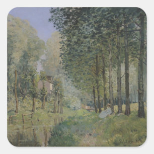 Alfred Sisley   die Erholung durch den Strom Quadratischer Aufkleber