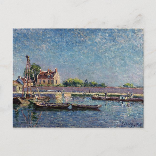 Alfred Sisley Die Schleuse Saint-Mammès Postkarte (Vorderseite)