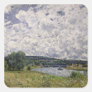 Alfred Sisley   die Seine bei Suresnes Quadratischer Aufkleber