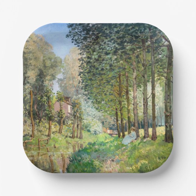 Alfred Sisley - Erholung entlang der Straße Pappteller (Vorderseite)