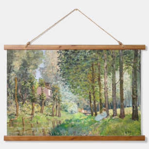 Alfred Sisley - Erholung entlang der Straße Wandteppich Mit Holzrahmen