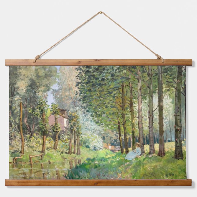 Alfred Sisley - Erholung entlang der Straße Wandteppich Mit Holzrahmen (Vorne)