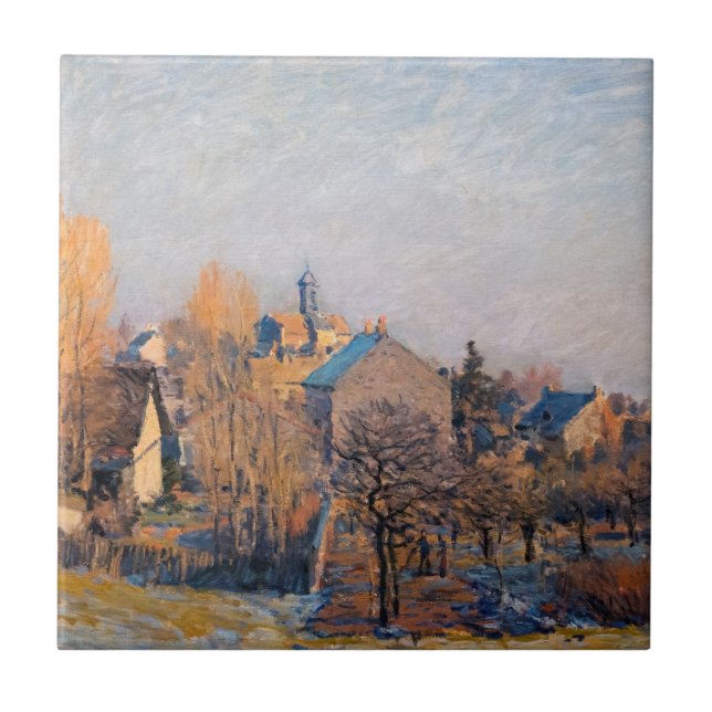 Alfred Sisley - Frosty Morning in Louveciennes Fliese (Vorderseite)