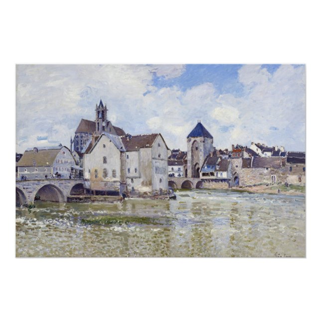 Alfred Sisley Gebäude und Brücken mit Wasser Poster (Vorderseite)