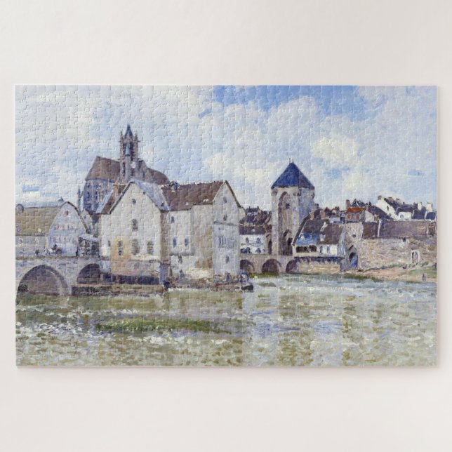 Alfred Sisley Gebäude und Brücken mit Wasser Puzzle (Horizontal)