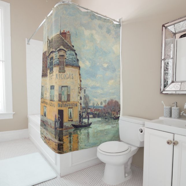 Alfred Sisley - Hochwasser in Port-Marly 1872 Duschvorhang (Beispiel)