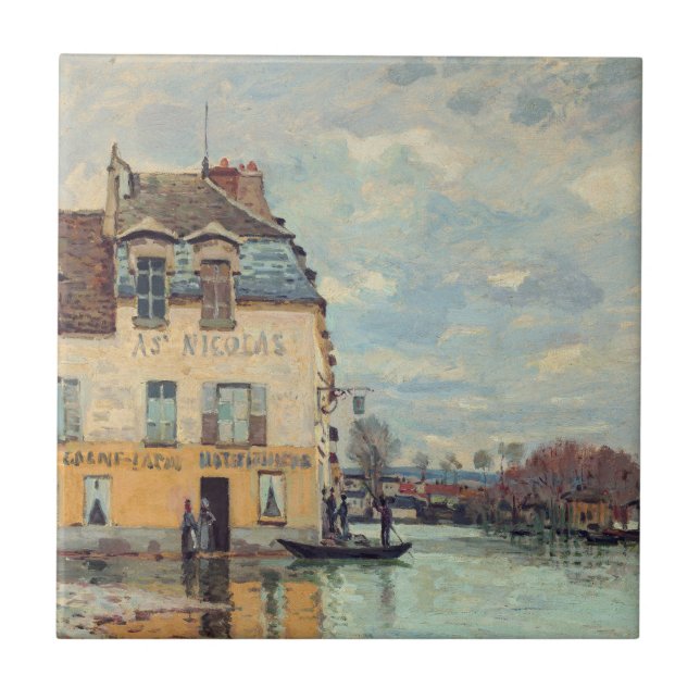 Alfred Sisley - Hochwasser in Port-Marly 1872 Fliese (Vorderseite)