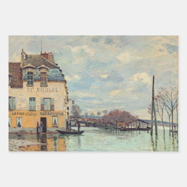 Alfred Sisley - Hochwasser in Port-Marly 1872 Geschenkpapier Set (Vorderseite)