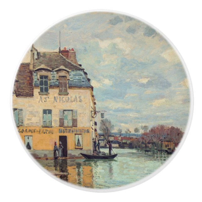 Alfred Sisley - Hochwasser in Port-Marly 1872 Keramikknauf (Vorderseite)