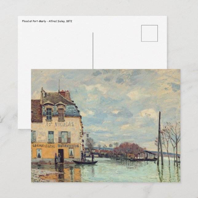 Alfred Sisley - Hochwasser in Port-Marly 1872 Postkarte (Vorne/Hinten)