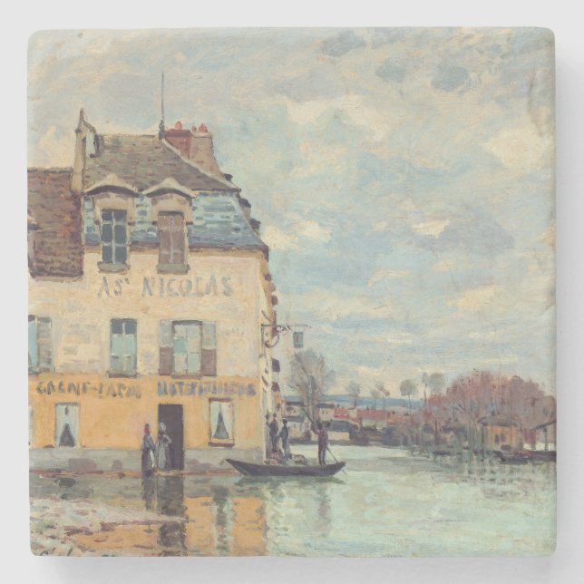 Alfred Sisley - Hochwasser in Port-Marly 1872 Steinuntersetzer (Vorderseite)