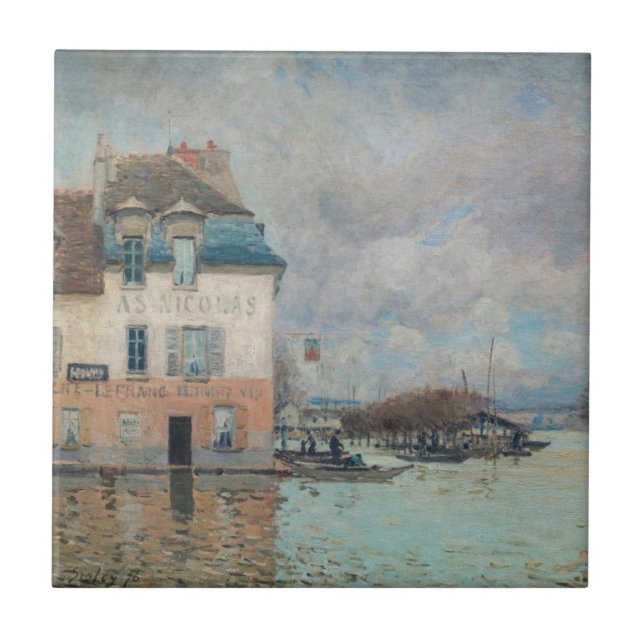 Alfred Sisley - Hochwasser in Port-Marly 1876 Fliese (Vorderseite)