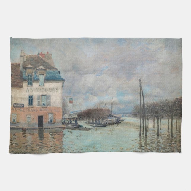 Alfred Sisley - Hochwasser in Port-Marly 1876 Geschirrtuch (Horizontal)