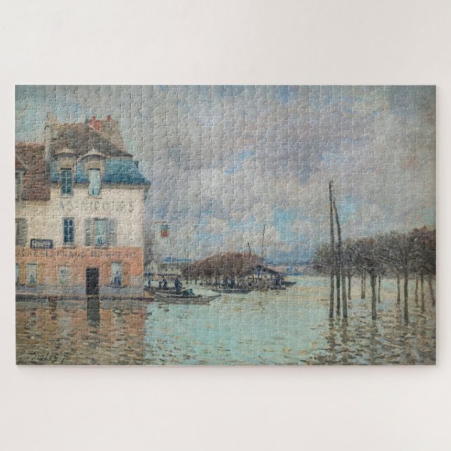 Alfred Sisley - Hochwasser in Port-Marly 1876 Puzzle (Horizontal)