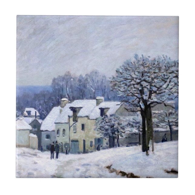 Alfred Sisley - Place Chenil in Marly, Schneeeffek Fliese (Vorderseite)