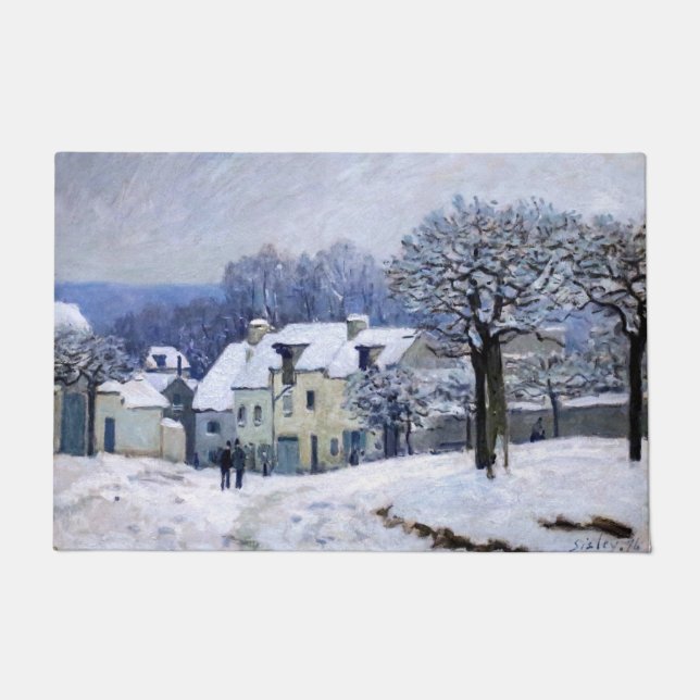 Alfred Sisley - Place Chenil in Marly, Schneeeffek Fußmatte (Vorderseite)