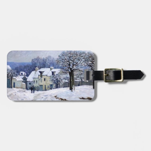 Alfred Sisley - Place Chenil in Marly, Schneeeffek Gepäckanhänger (Vorderseite horizontal)