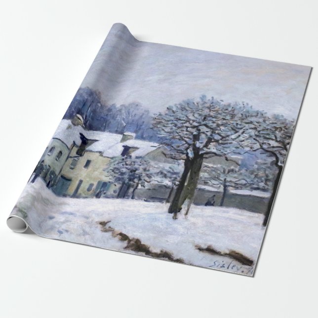 Alfred Sisley - Place Chenil in Marly, Schneeeffek Geschenkpapier (Ungerollt)