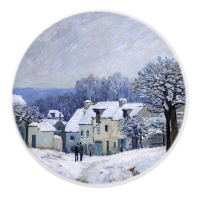 Alfred Sisley - Place Chenil in Marly, Schneeeffek Keramikknauf (Vorderseite)