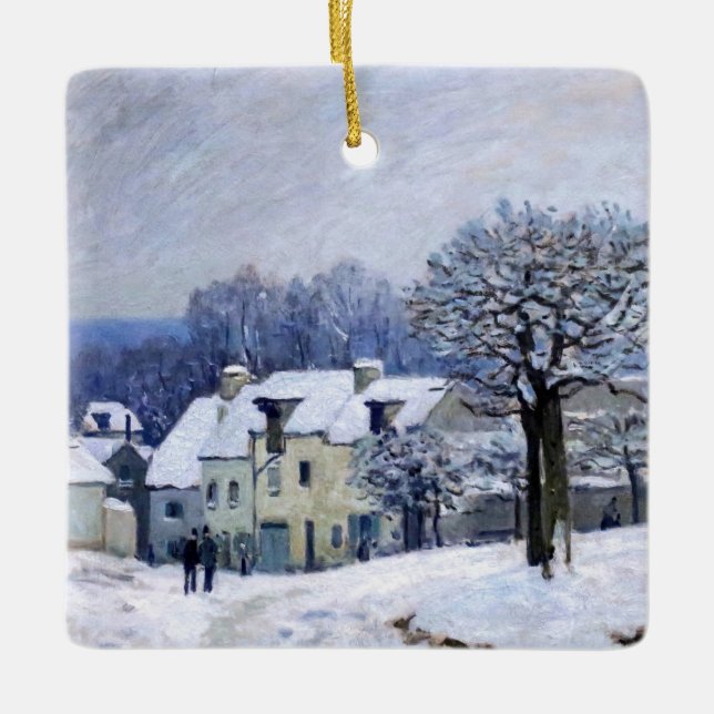 Alfred Sisley - Place Chenil in Marly, Schneeeffek Keramikornament (Vorderseite)