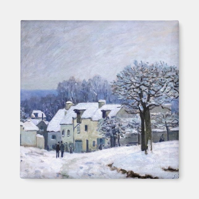 Alfred Sisley - Place Chenil in Marly, Schneeeffek Magnet (Vorne)
