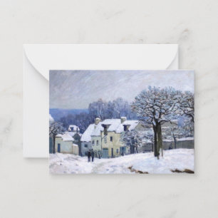 Alfred Sisley - Place Chenil in Marly, Schneeeffek Mitteilungskarte
