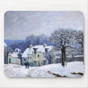 Alfred Sisley - Place Chenil in Marly, Schneeeffek Mousepad