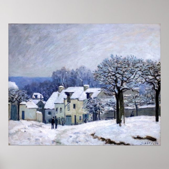 Alfred Sisley - Place Chenil in Marly, Schneeeffek Poster (Vorne)