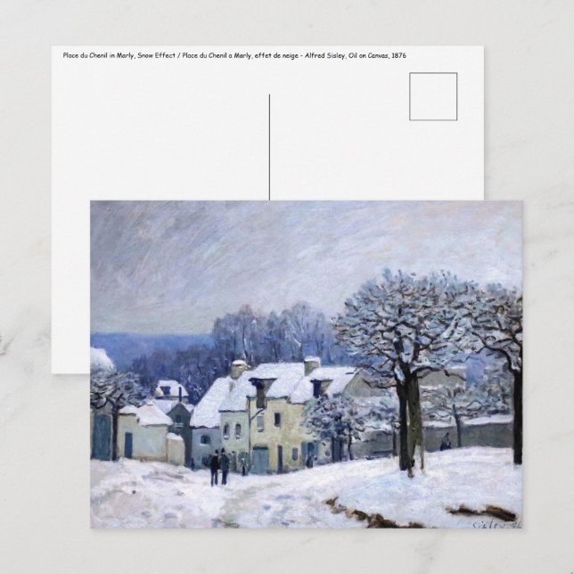Alfred Sisley - Place Chenil in Marly, Schneeeffek Postkarte (Vorne/Hinten)
