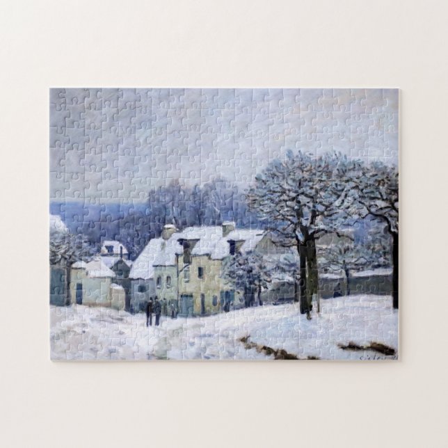 Alfred Sisley - Place Chenil in Marly, Schneeeffek Puzzle (Horizontal)