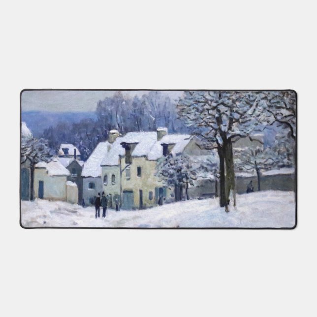 Alfred Sisley - Place Chenil in Marly, Schneeeffek Schreibtischunterlage (Vorderseite)