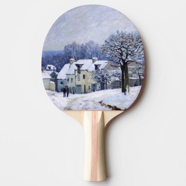 Alfred Sisley - Place Chenil in Marly, Schneeeffek Tischtennis Schläger (Vorderseite)